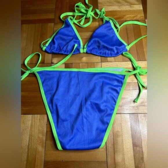 Neon green and periwinkle bikini - Picture 2 of 5
